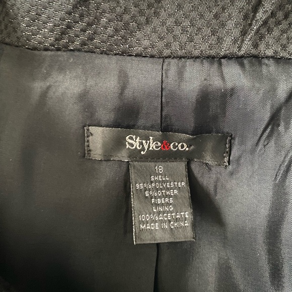 STYLE & CO Black Dressy Crop Coat Blazer Sparkly Shine Buttoned Pleated, 18 - Picture 10 of 14